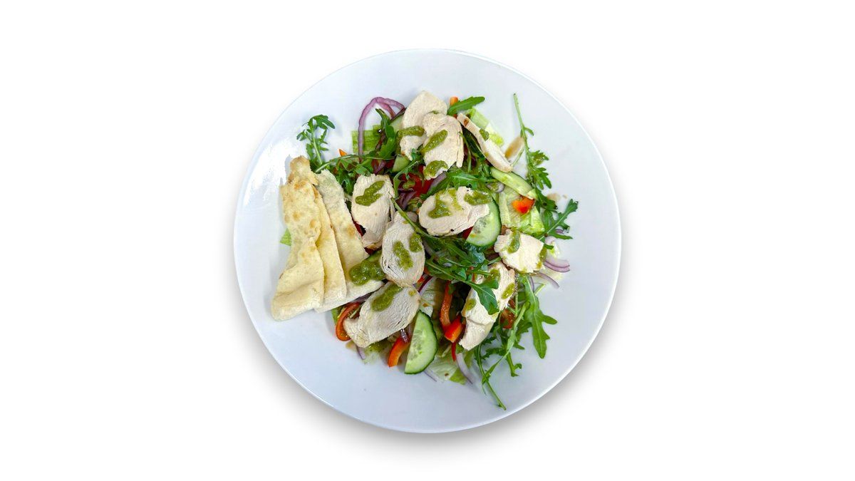 Pesto-kanasalaatti