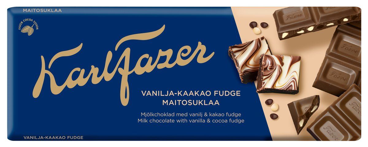UUTUUS! Karl Fazer Vanilja-kaakao fudge suklaalevy 180 g