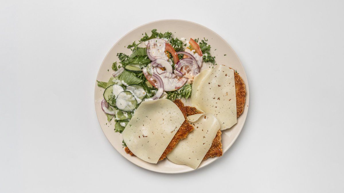 Chicken cheese escalope salad