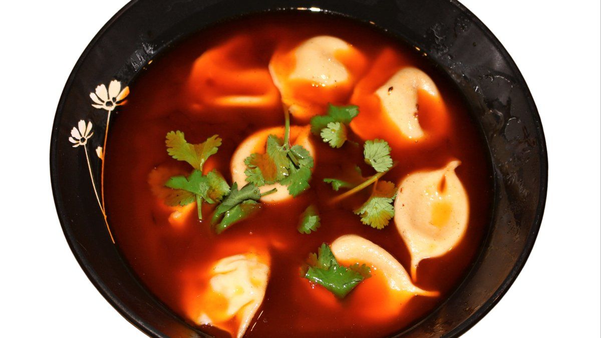 Dumplings in chili sauce