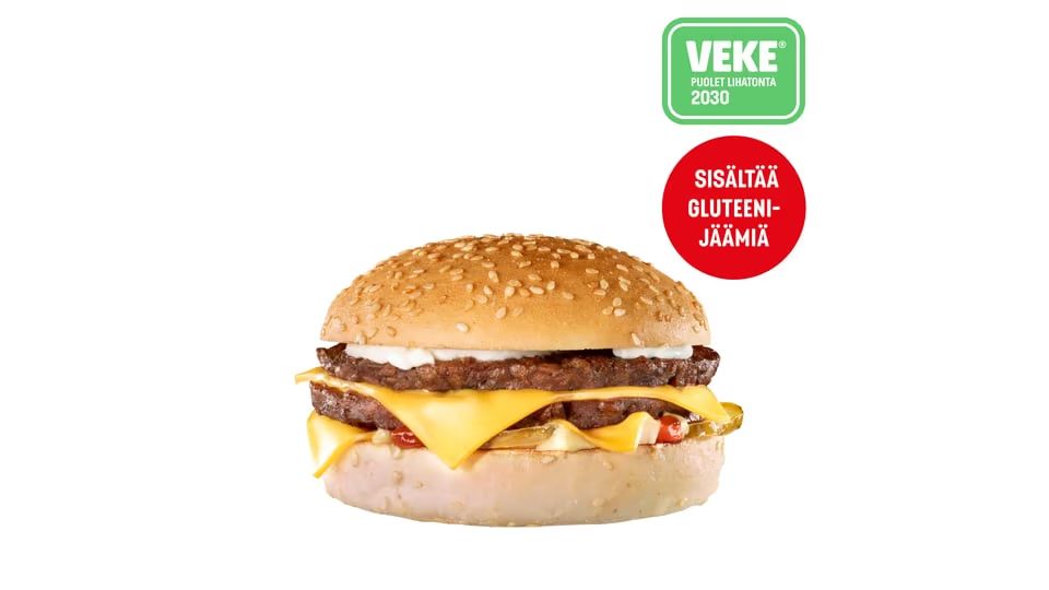 VEKE®-tuplajuustokasvishampurilainen gl. sämpylällä