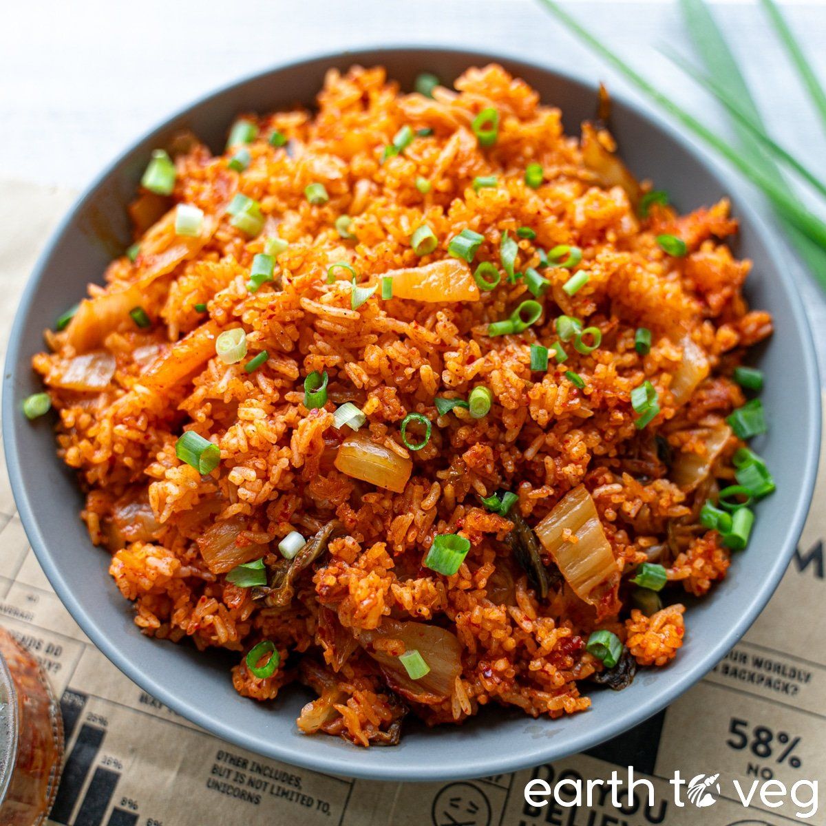 Fried rice with kimchi and chicken
