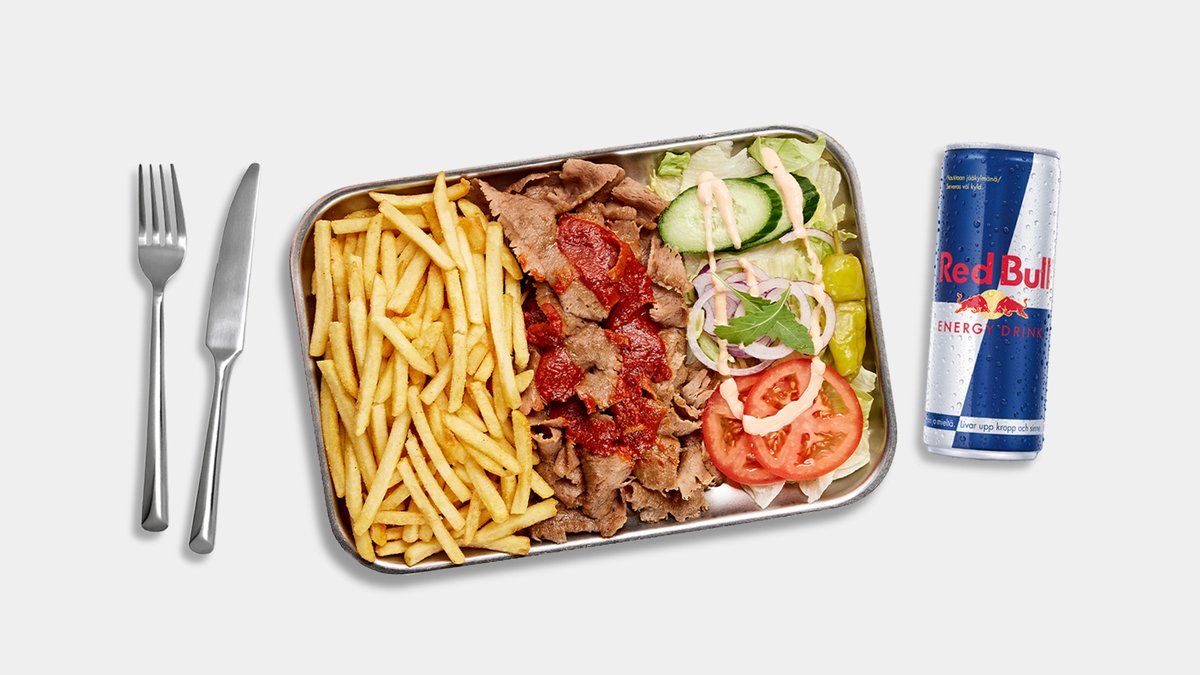 Valitsemasi kebab + Red Bull