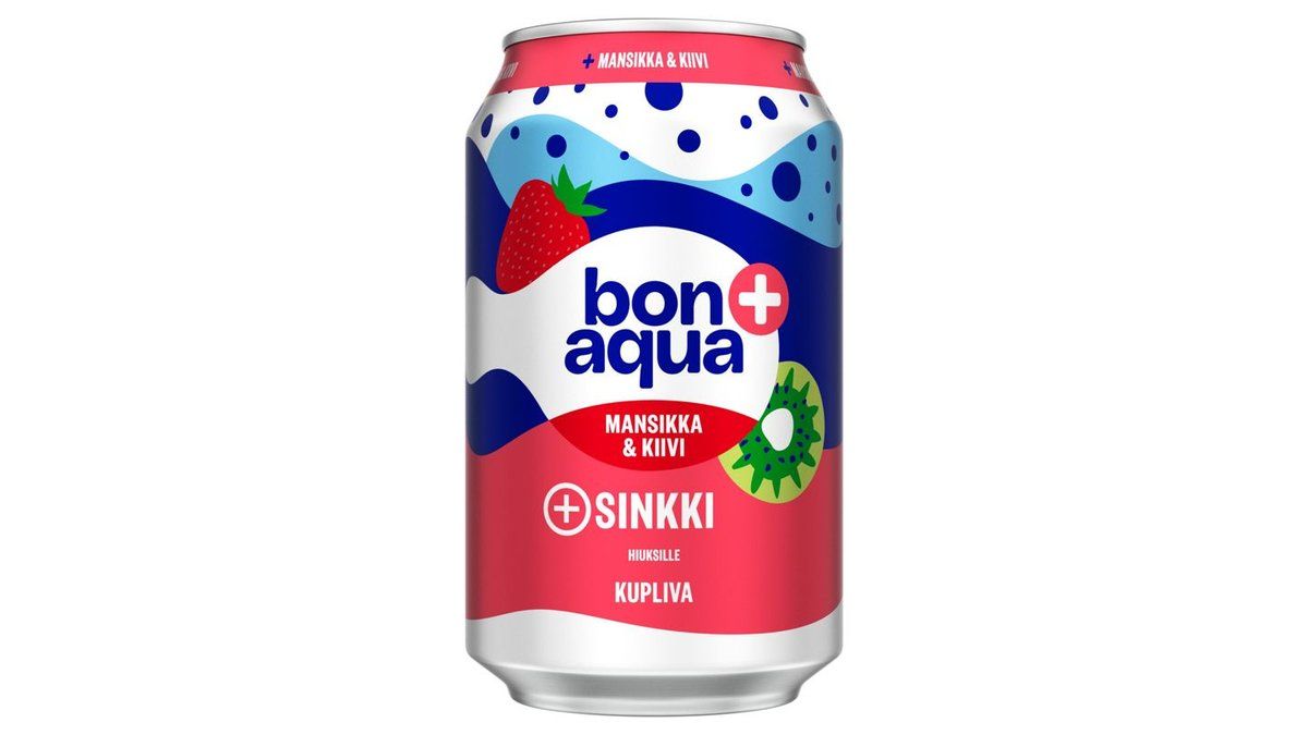 Bonaqua + Mansikka & Kiivi Hiilihapotettu juoma tölkki 0.33 L