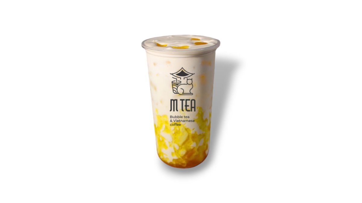 Fresh milk with mango sauce