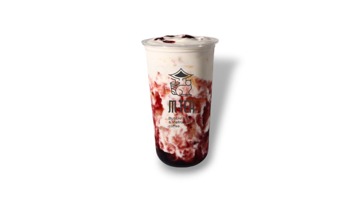 Fresh milk with blueberry sauce