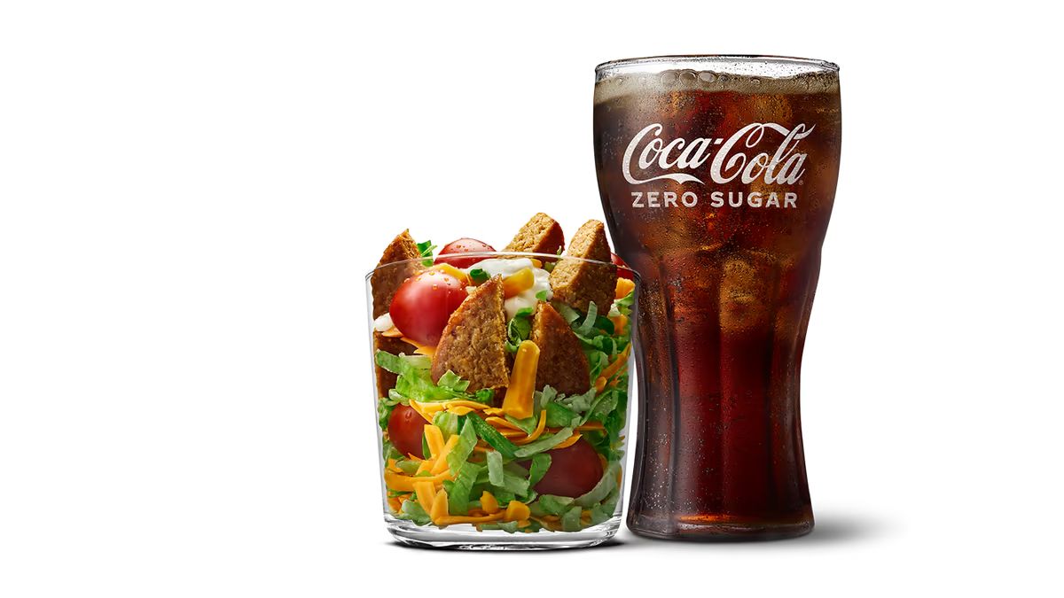 Fiesta Salad with Vegetable Patty and Soft Drink