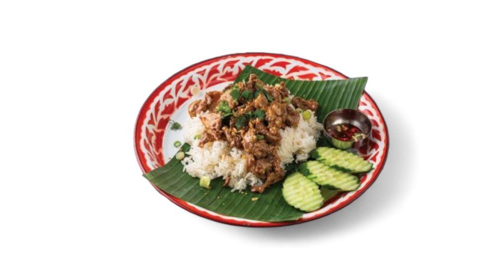 Moo pad kratiam prik thai raad khao