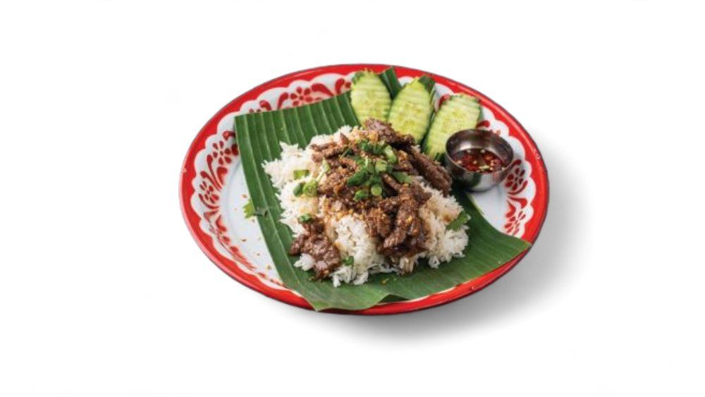 Nya pad kratiam prik thai raad khao