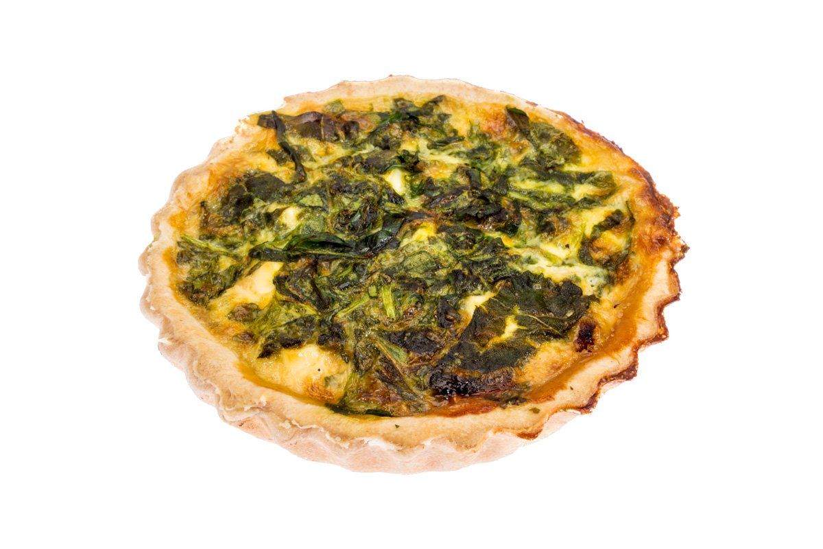Pinaatti-juusto quiche 1hlö pala ja vihersalaatti, L