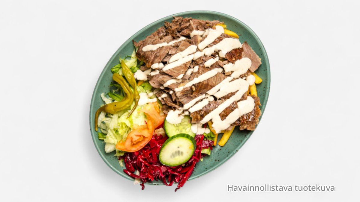 Naudan shawarma (tsatsiki)