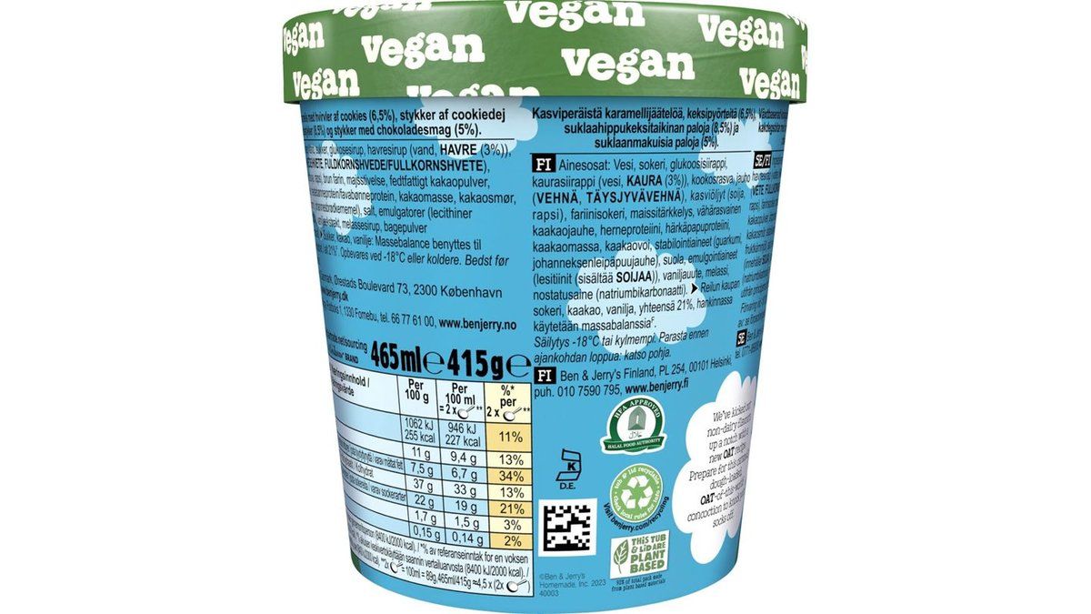 Ben & Jerry's Cookies on Cookie Dough Jäätelö Vegaaninen​ 465ml/414g