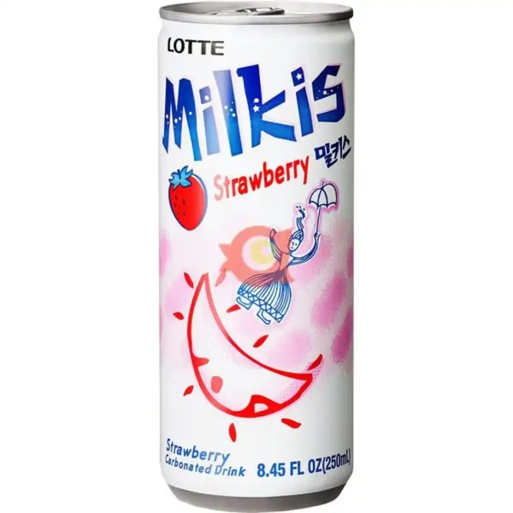Lotte Milkis Carbonated Soda Drink Strawberry Flavour, 250ml