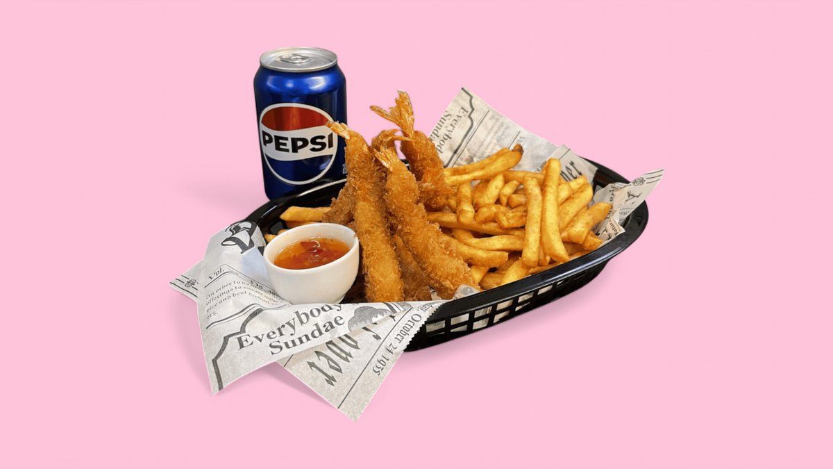 Shrimps Torpedo (6 Kpl) + Fries + Dippi + Drink (0,33L)
